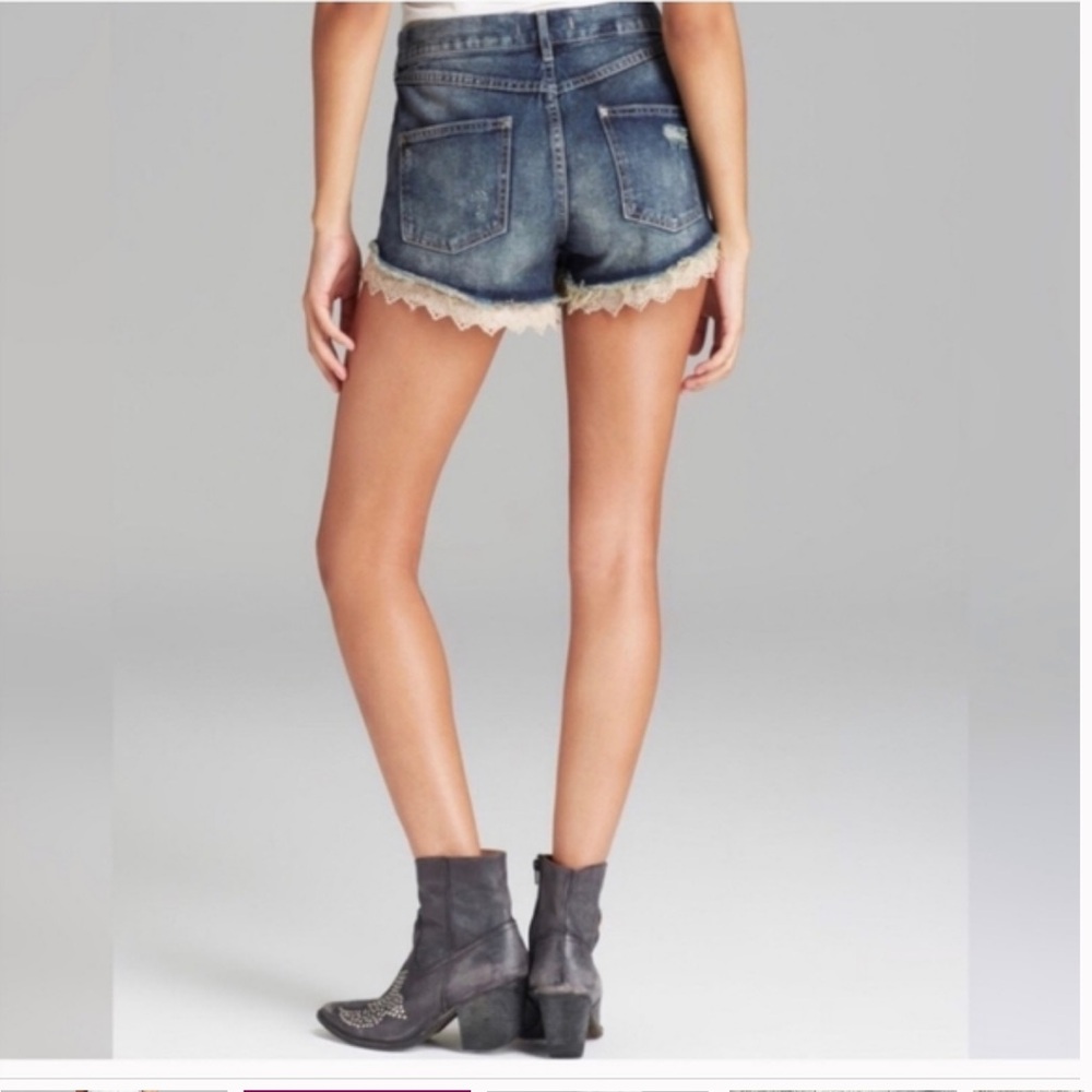 Free People Denim Lace Trim Women Shorts 28
